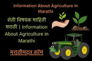 शेती विषयक माहिती मराठी । Information About Agriculture in Marathi